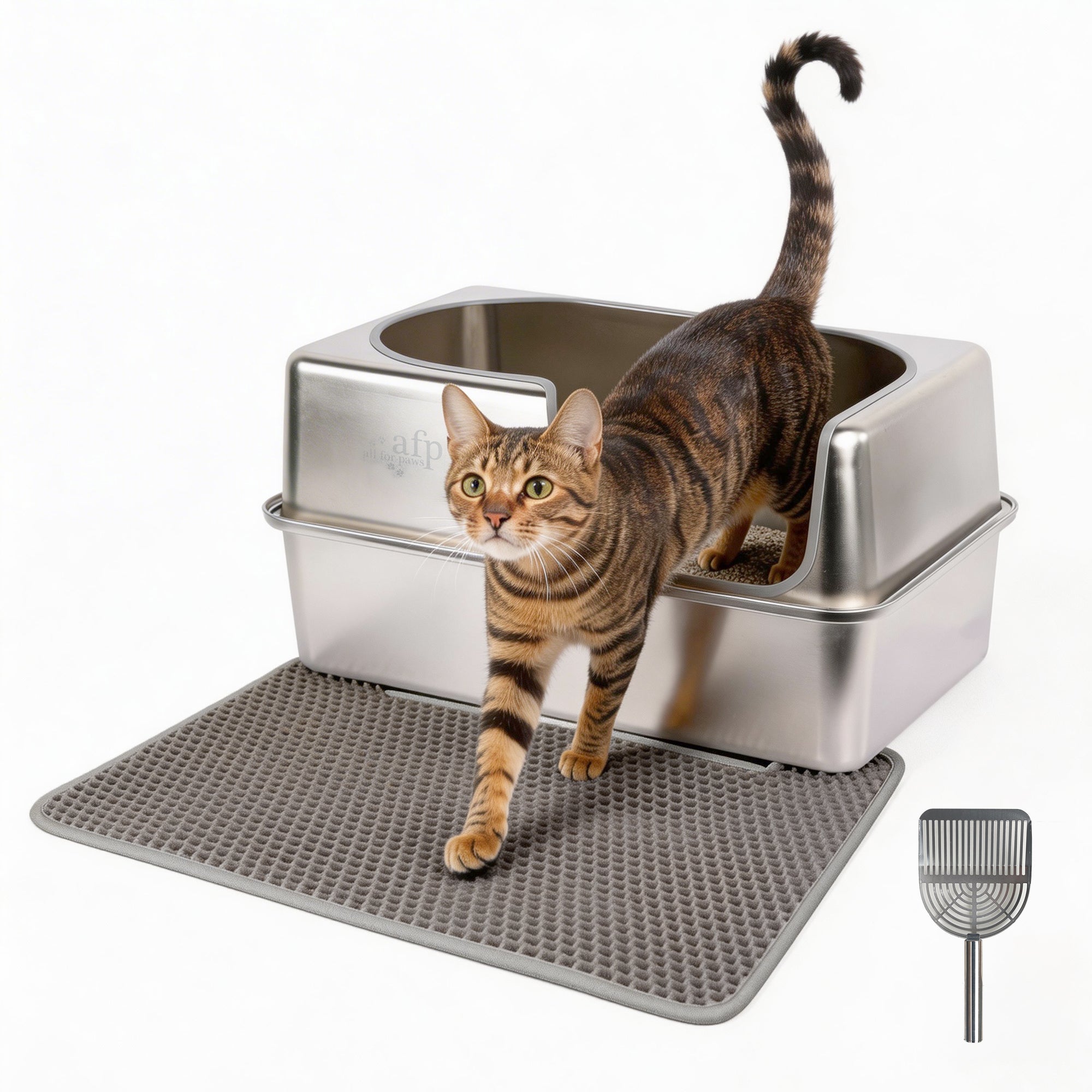 AFP FurLoo Side Entrance Stainless Steel Cat Litter Box (Item# 2462)