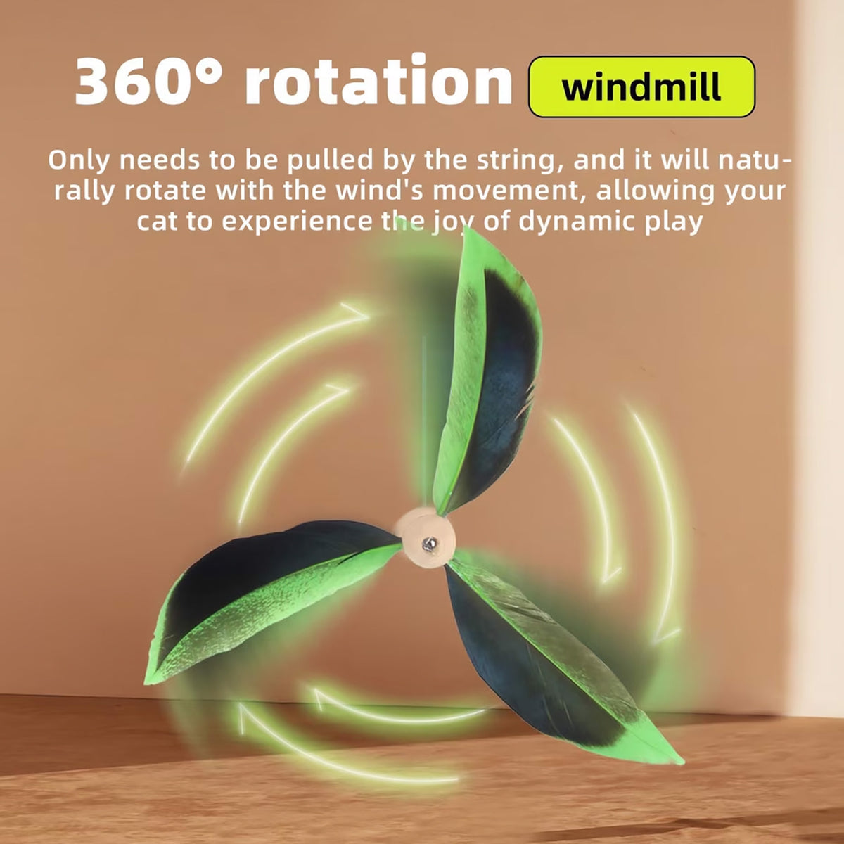 Natural Instinct - Feather Copter Cat Wand - Green