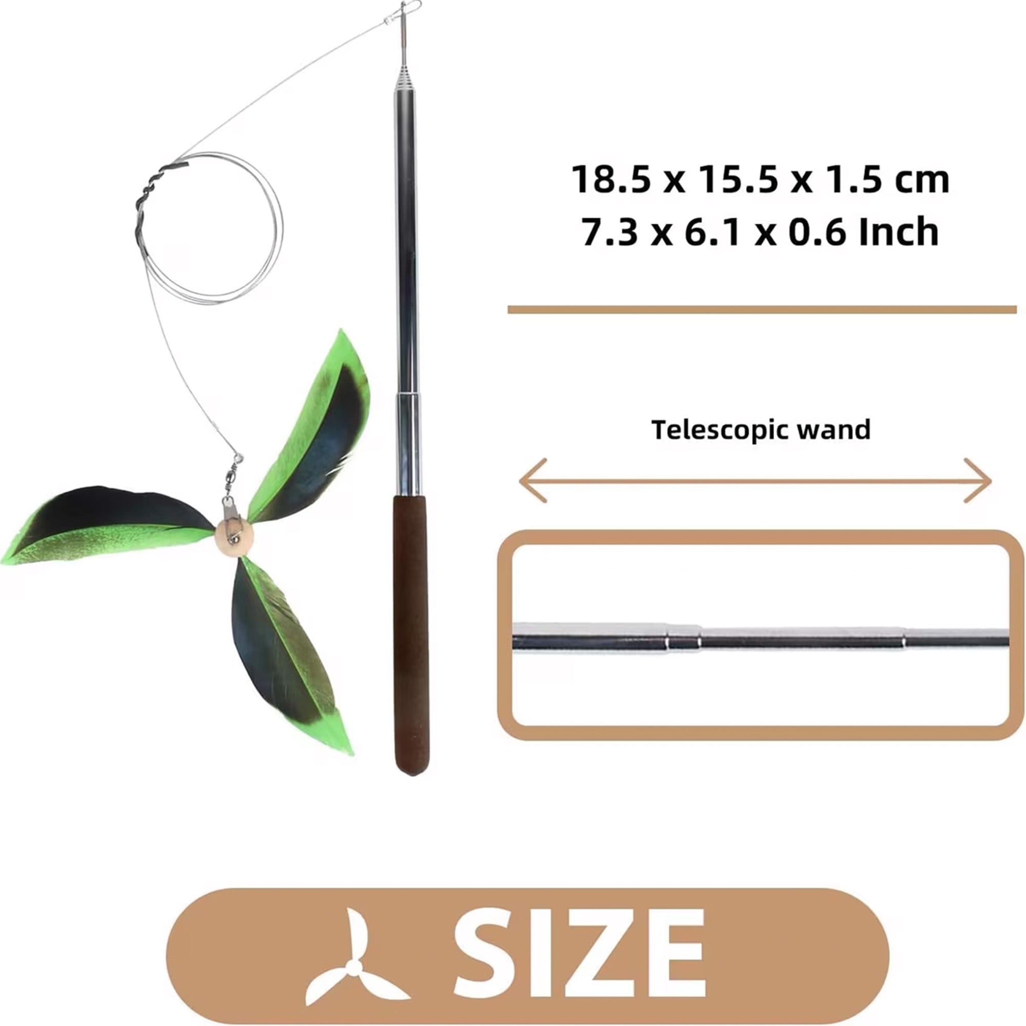 Natural Instinct - Feather Copter Cat Wand - Green
