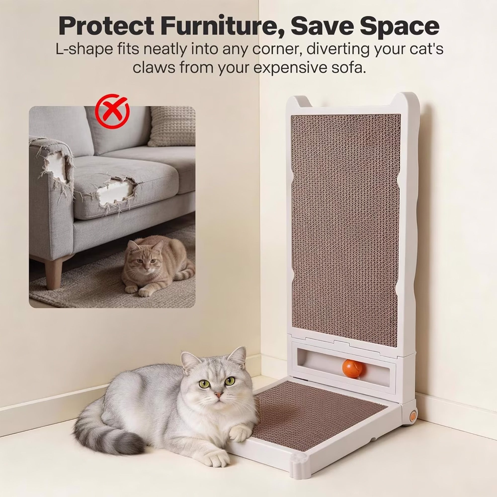 Classic comfort -Cat Scratcher - L-Scratch Foldable Pad