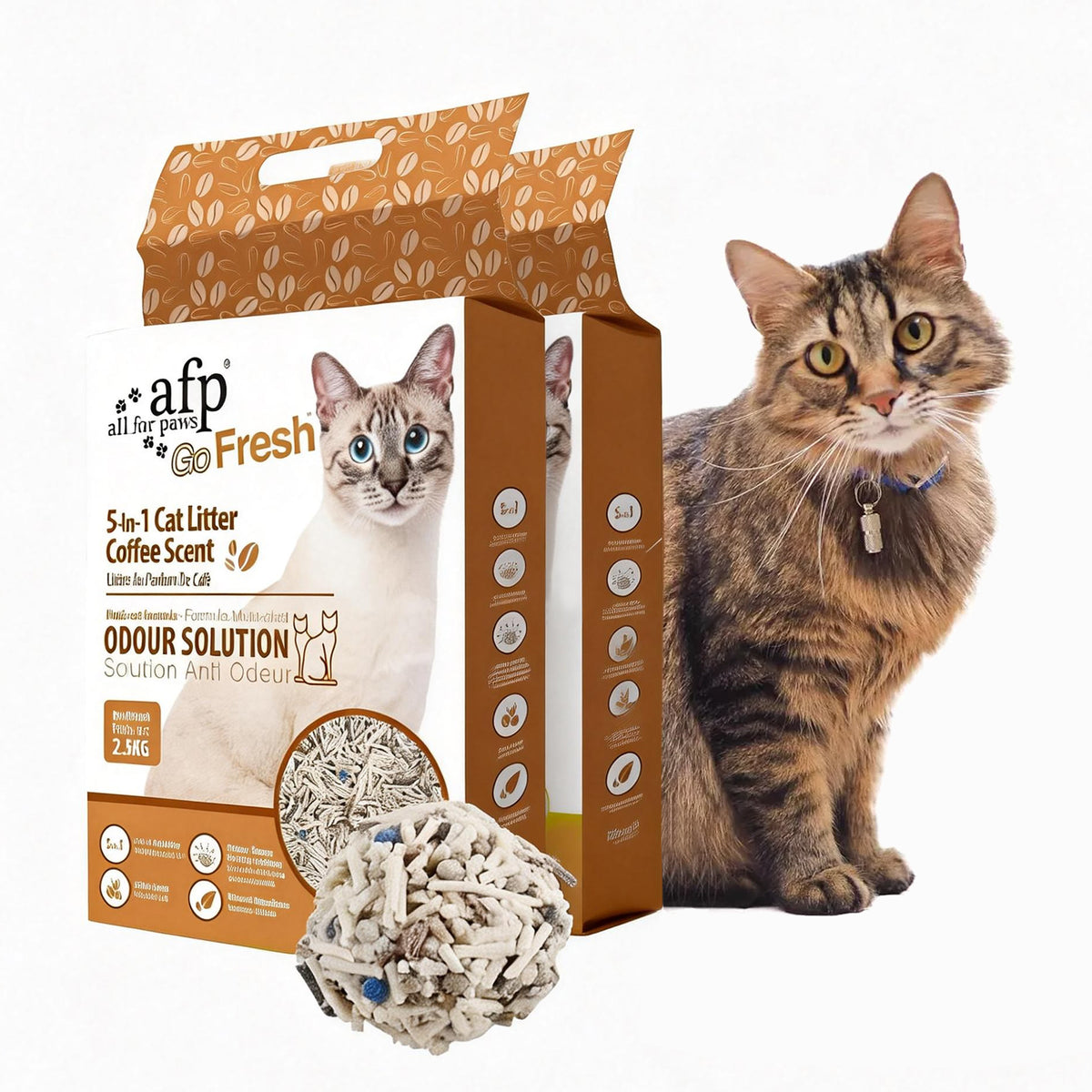 Natural 5 in 1 Mixed Clumping Cat Litter with Recycled Coffee Grounds