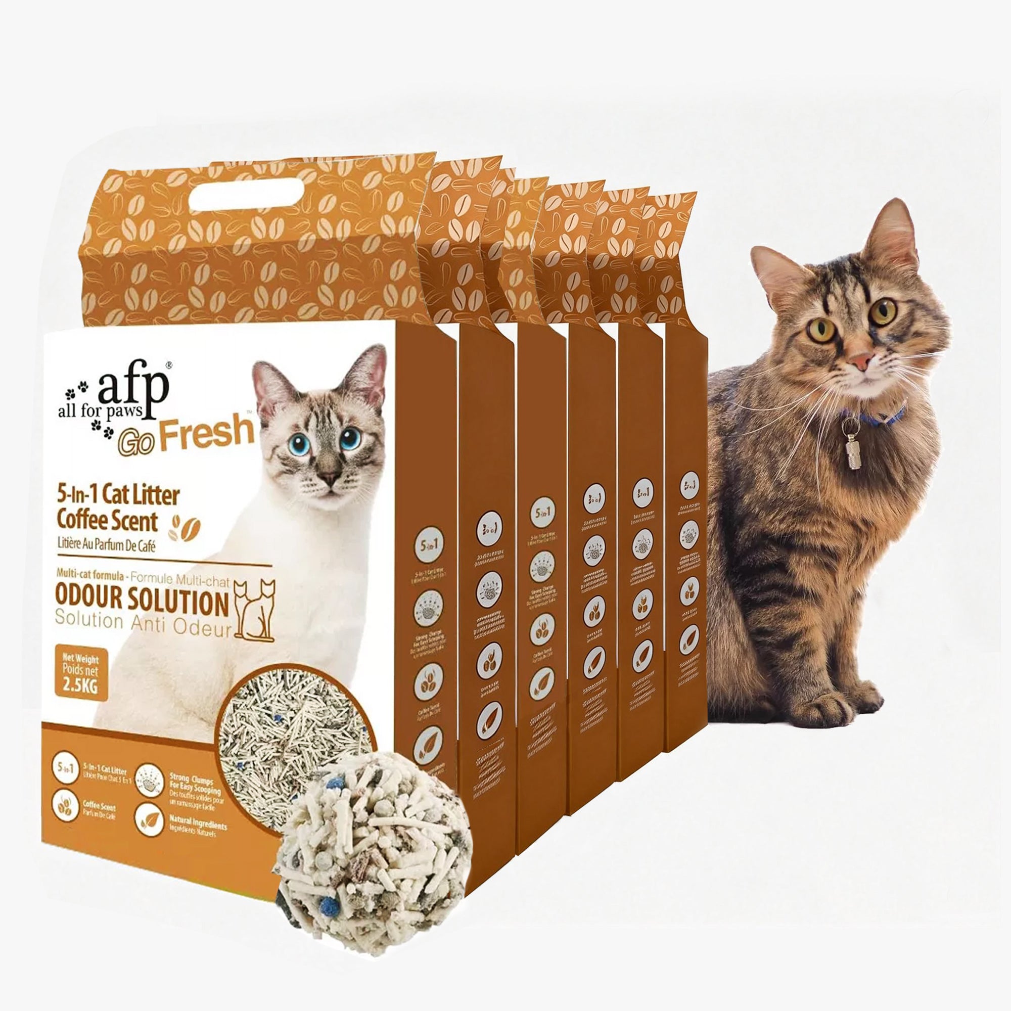Natural 5 in 1 Mixed Clumping Cat Litter with Recycled Coffee Grounds