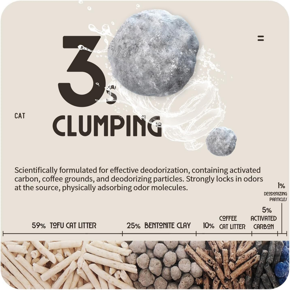 Natural 5 in 1 Mixed Clumping Cat Litter with Recycled Coffee Grounds