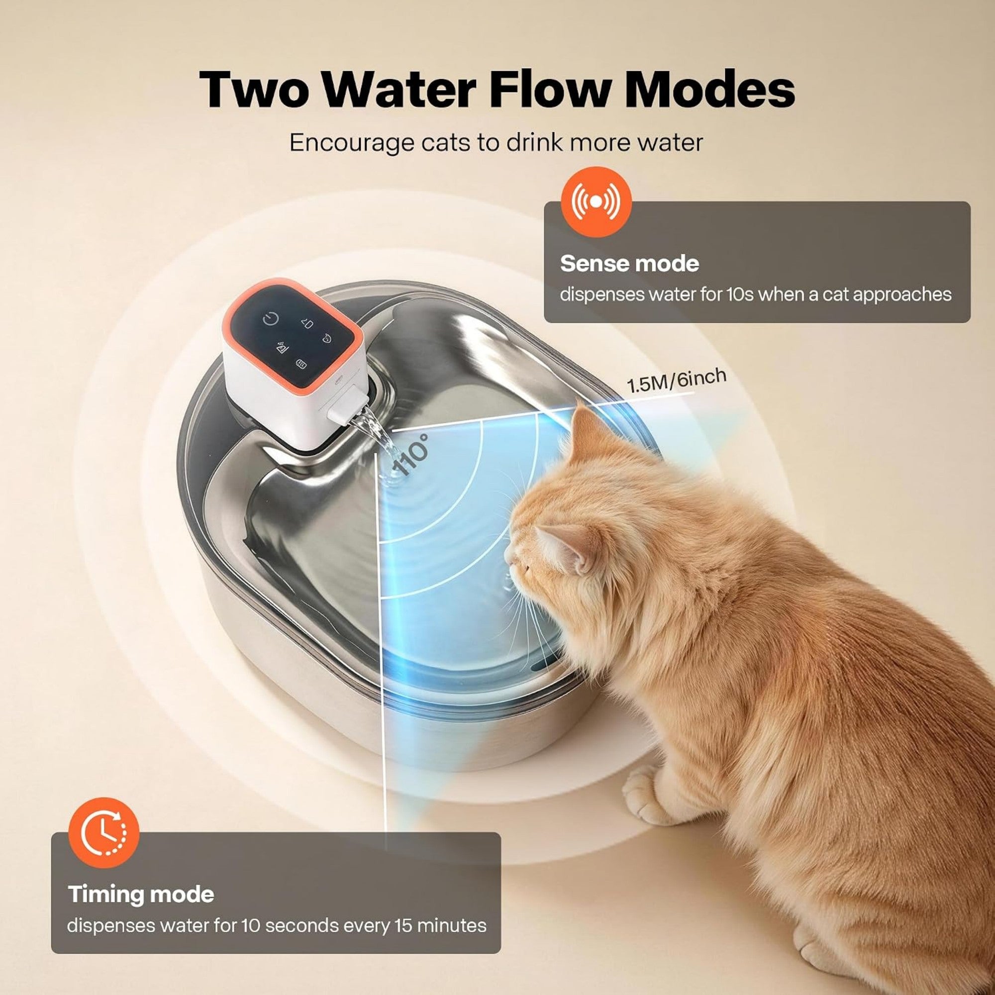 StilFlow 4 Cordless Stainless Steel Pet Water Fountain, 4L