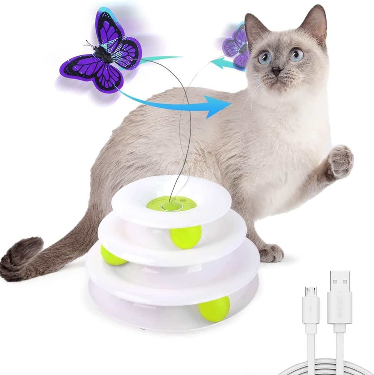 Interactives - Cat Toys - Tower Of Tracks With Butterfly