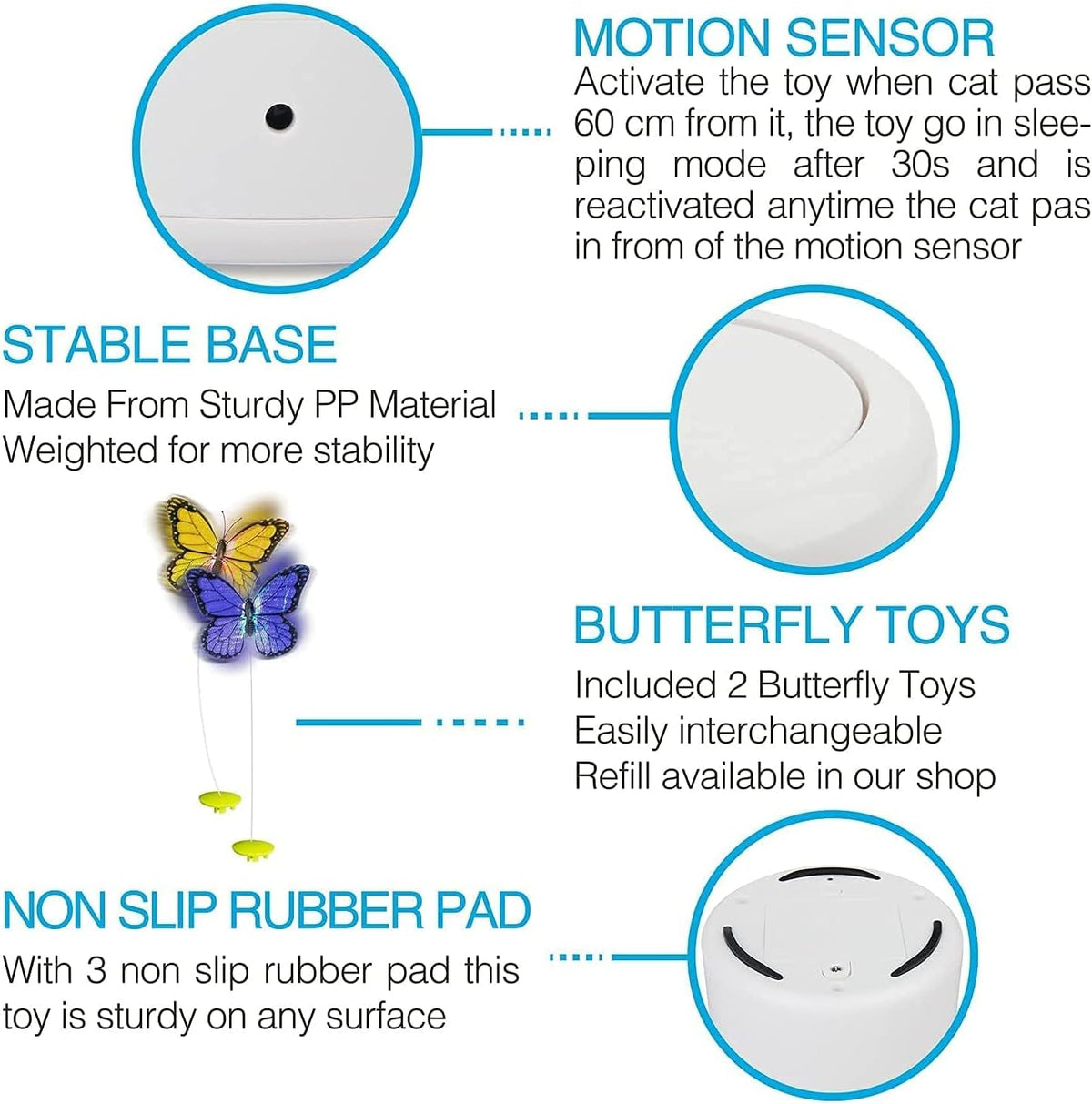 AFP Motion Activated 360° Rotating Butterfly Interactive Cat Toy