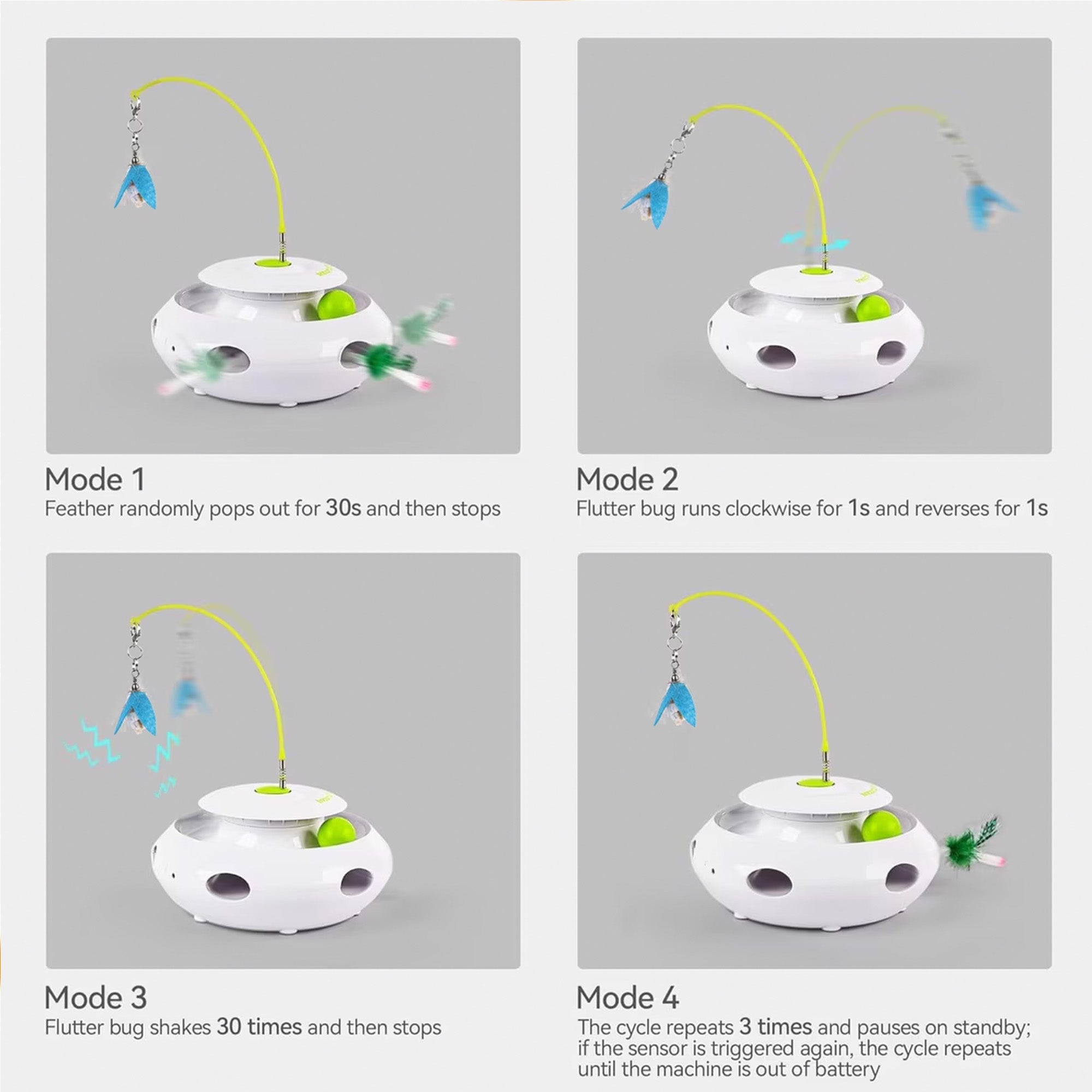 AFP 3-In-1 Interactive Cat Toy with 360° Rotating Bug