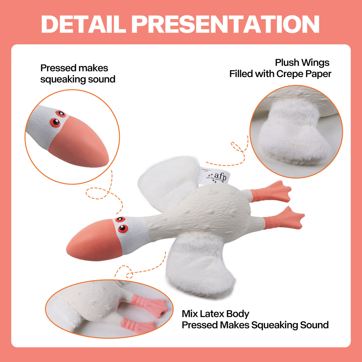 ZooTex - Squeaky Latex Dog Toys - Soft Wing Seagull