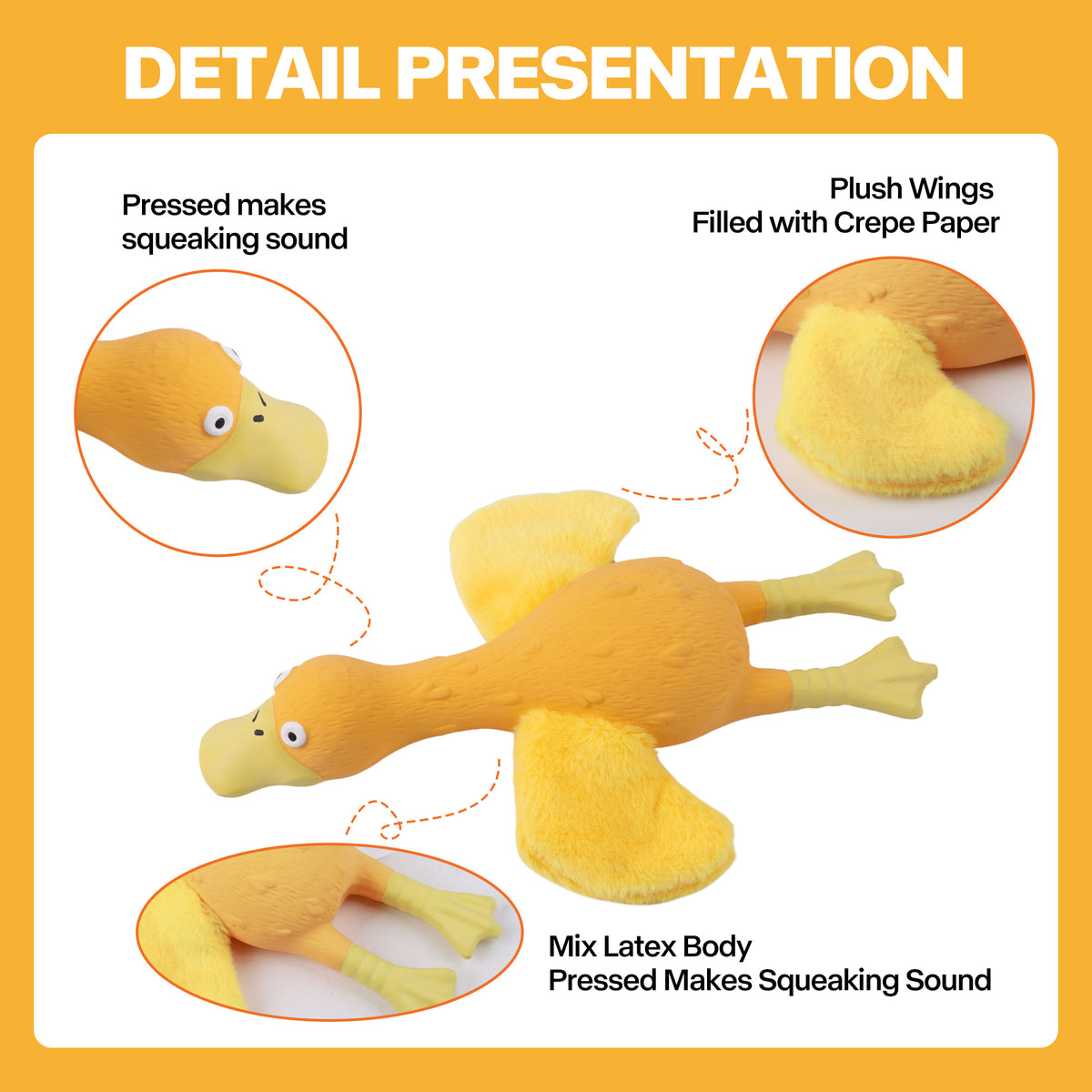 ZooTex - Squeaky Latex Dog Toys - Soft Wing Duck