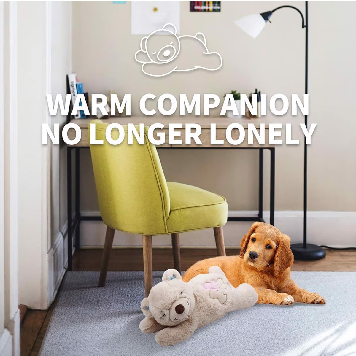 Little Buddy - Puppy Soothing Heartbeat Warm Bear Comfort Dog Sleep Aid Plush Toy