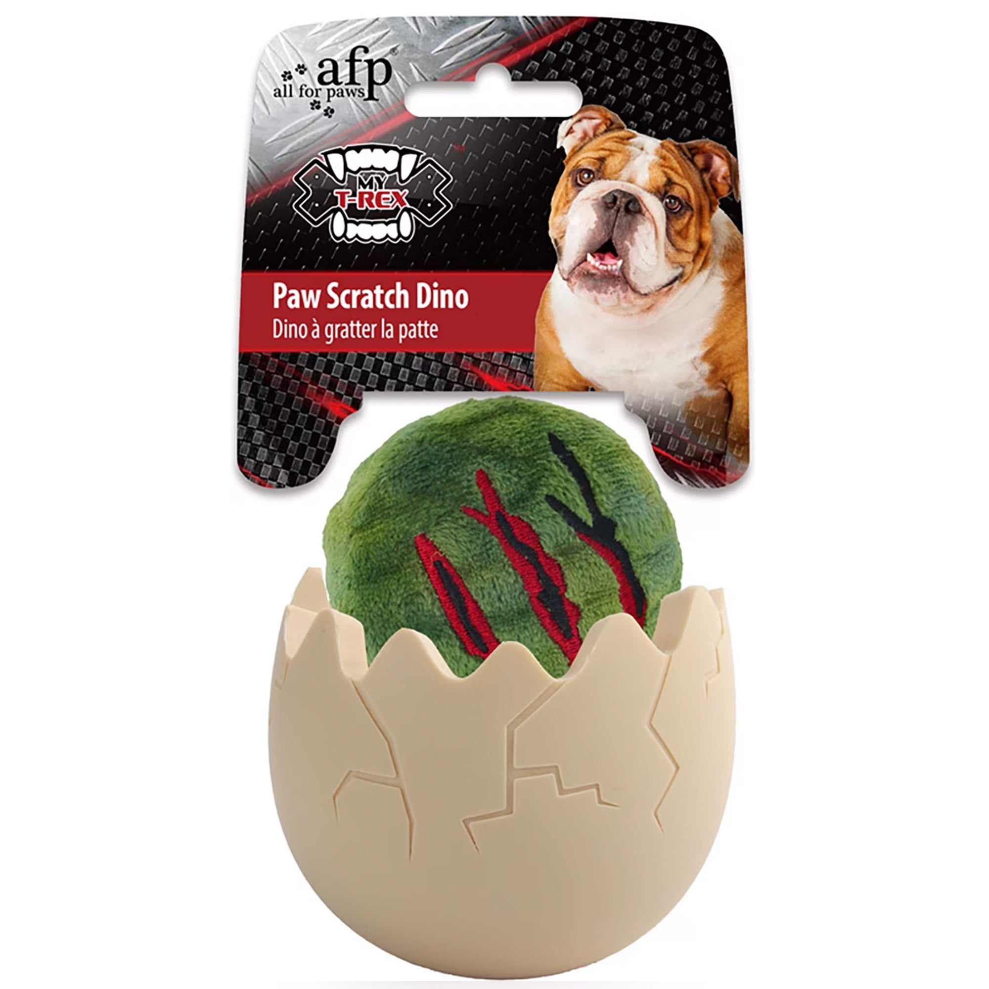 Allforpaws My T-Rex Active Claw Dino Dog Chew Toy, Multicolor, 3.1 x 3.1 x 4-in