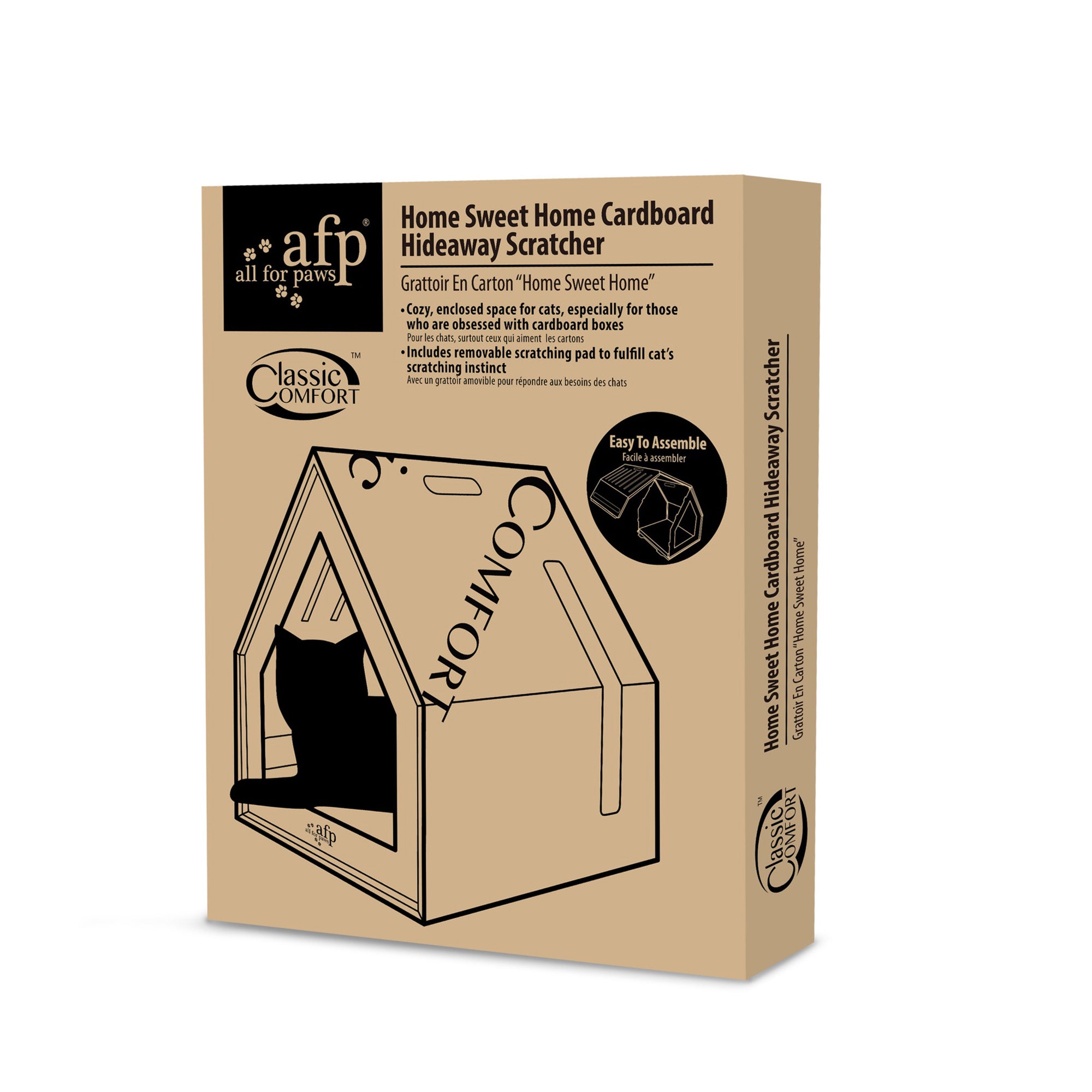 Allforpaws Classic Comfort Home Sweet Home Cardboard Cat Hideaway Scratcher House