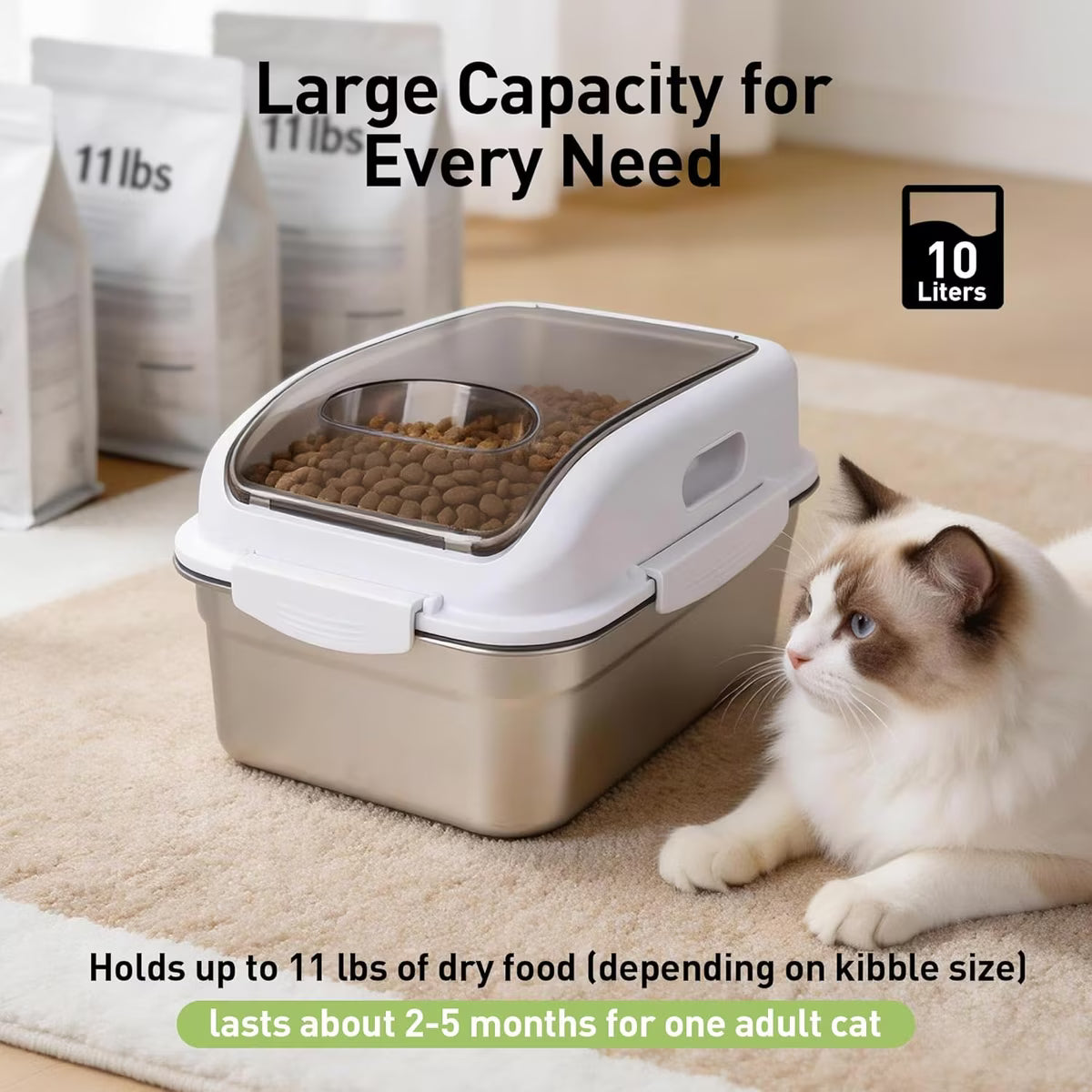Lifestyle 4 pets-Stainless Steel Pet Food Container 10L