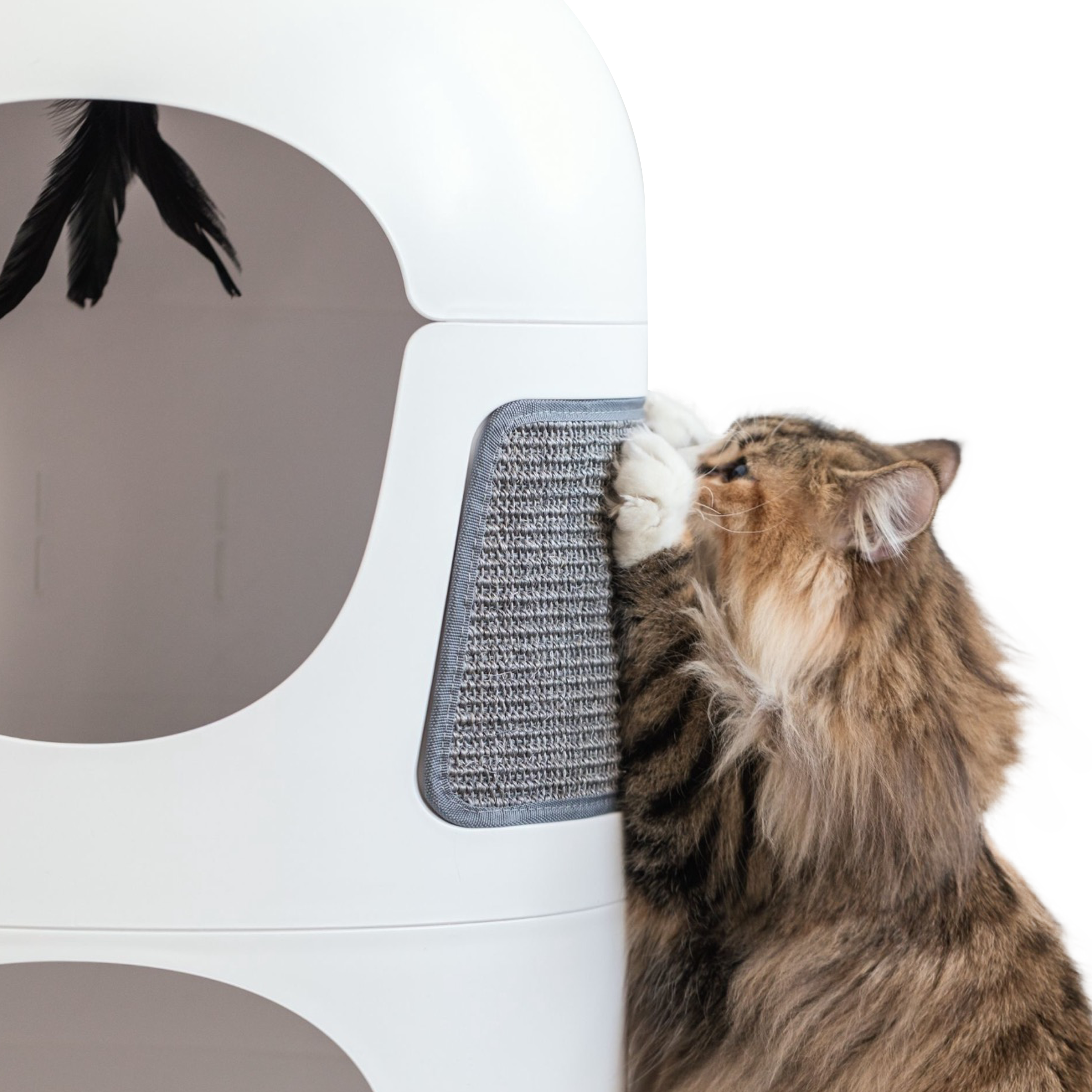 AFP 2 Storey All In One Cat Castle White | 2-Tier Enclosed Cat House with Built-in Side Scratching Surfaces for Indoor Cats