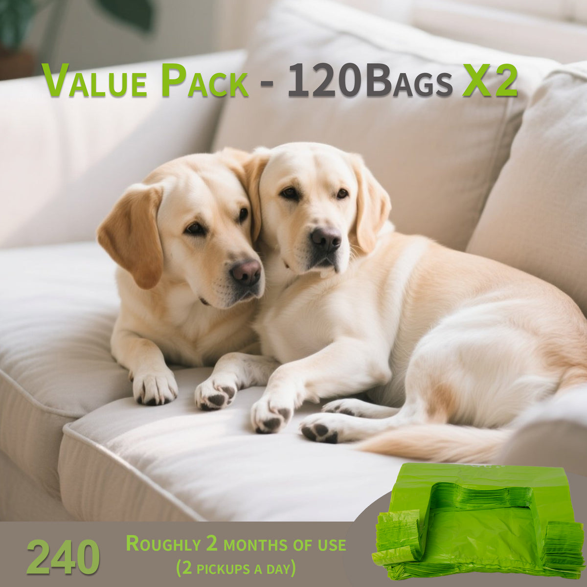 Lifestyle 4 Pets - Handle Pickup Bag 120 Bags, 2 Packs