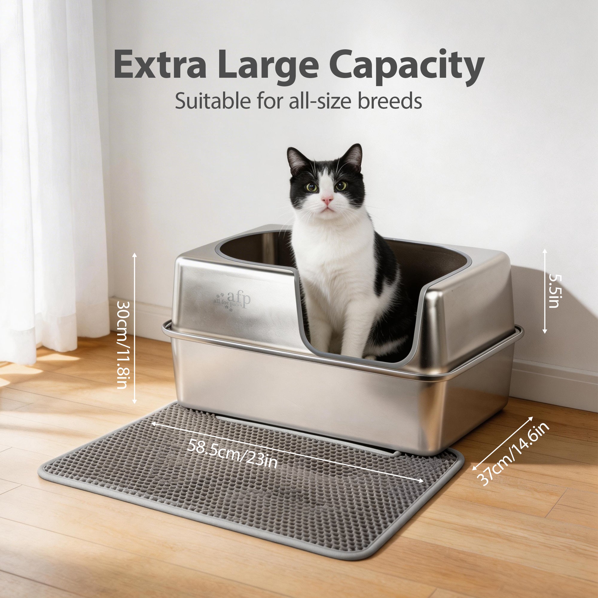 AFP FurLoo Side Entrance Stainless Steel Cat Litter Box (Item# 2462)