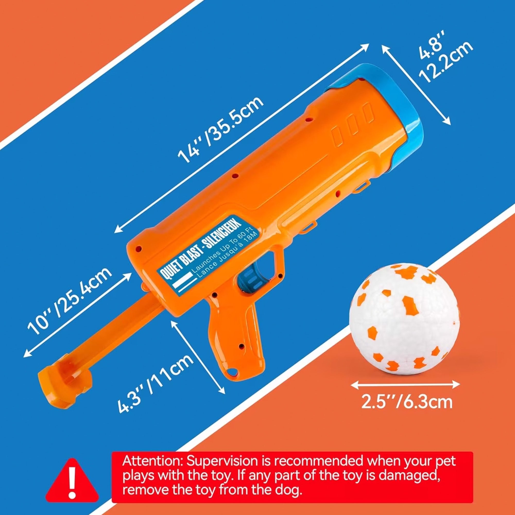 Wag Play- Tennis Ball Blaster Pro - 60 ft