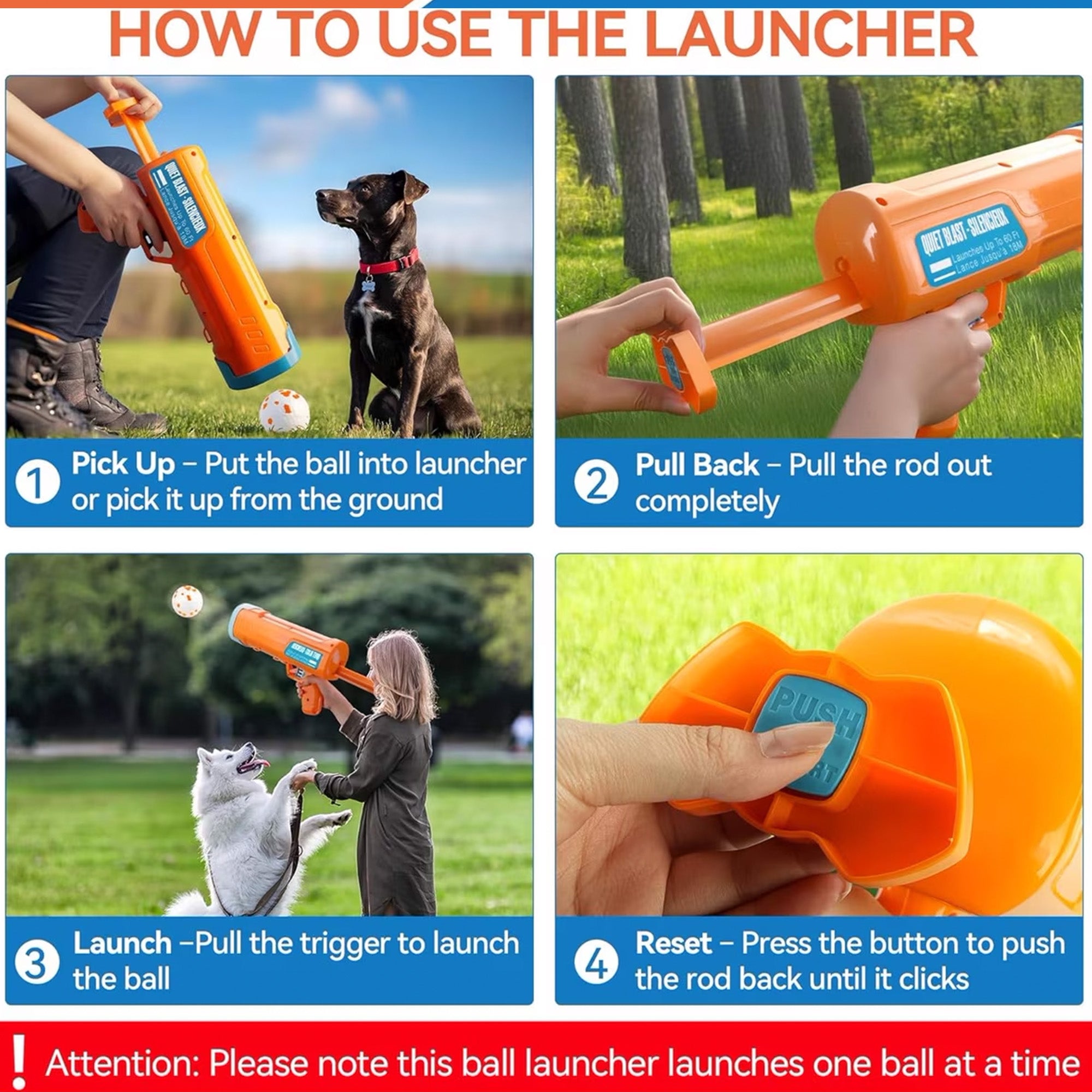 Wag Play- Tennis Ball Blaster Pro - 60 ft
