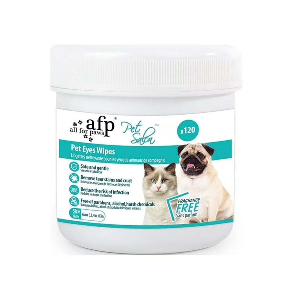 Pet Salon - Unscented Eyes/Ear Cleaning Wipes Dogs & Cats 120 cts