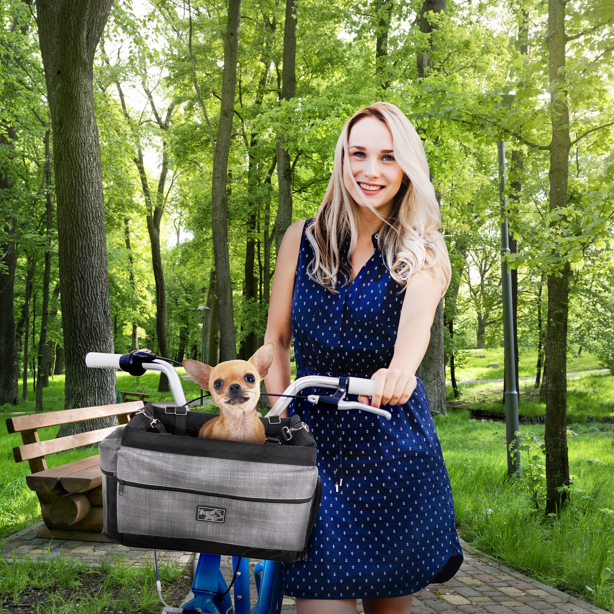 AFP Pet Bicycle Basket Carrier | Quick Release Handlebar Mount Bike Bag with Safety Leash & Breathable Vents, Holds Up to 8kg /18lbs for Small Pets