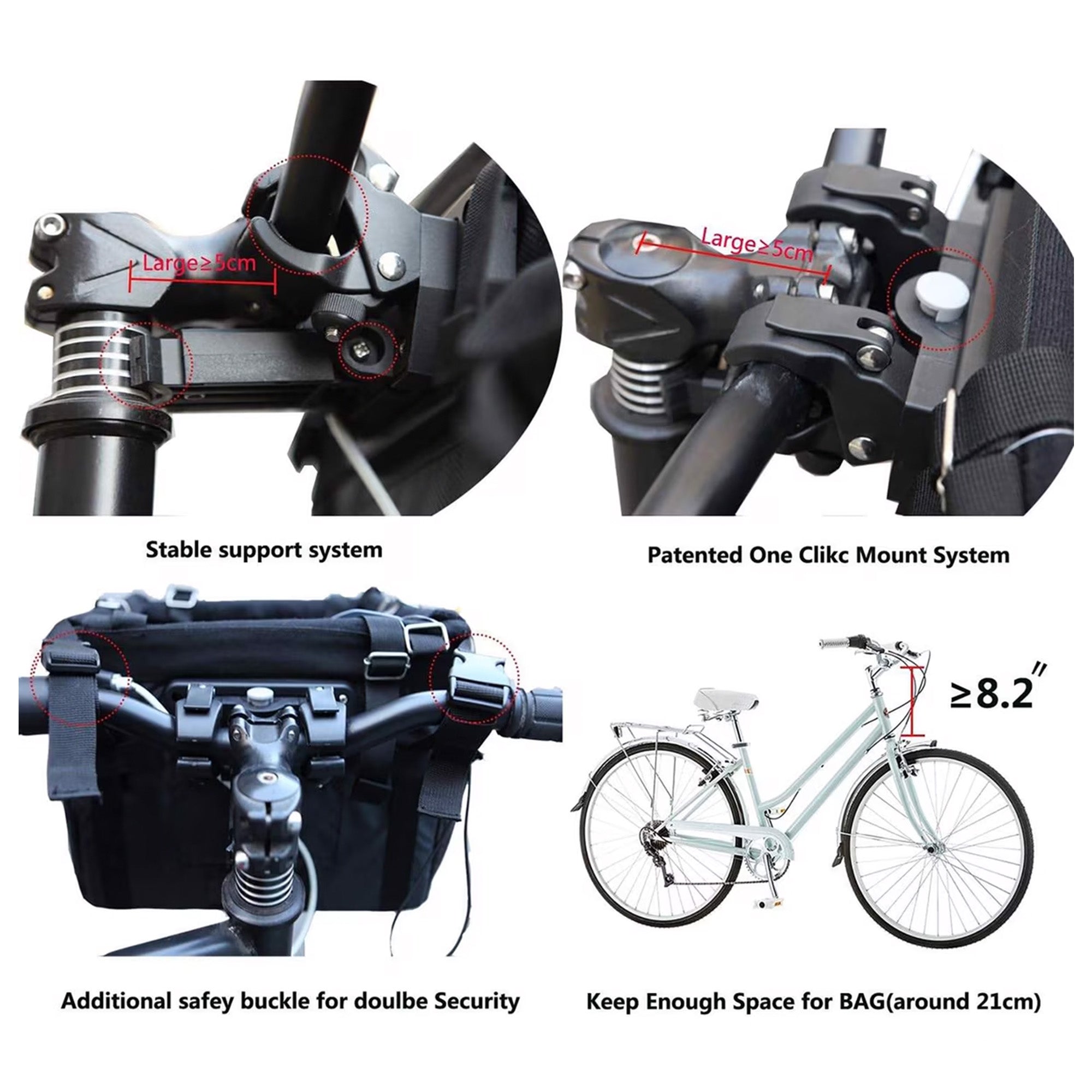 AFP Pet Bicycle Basket Carrier | Quick Release Handlebar Mount Bike Bag with Safety Leash & Breathable Vents, Holds Up to 8kg /18lbs for Small Pets