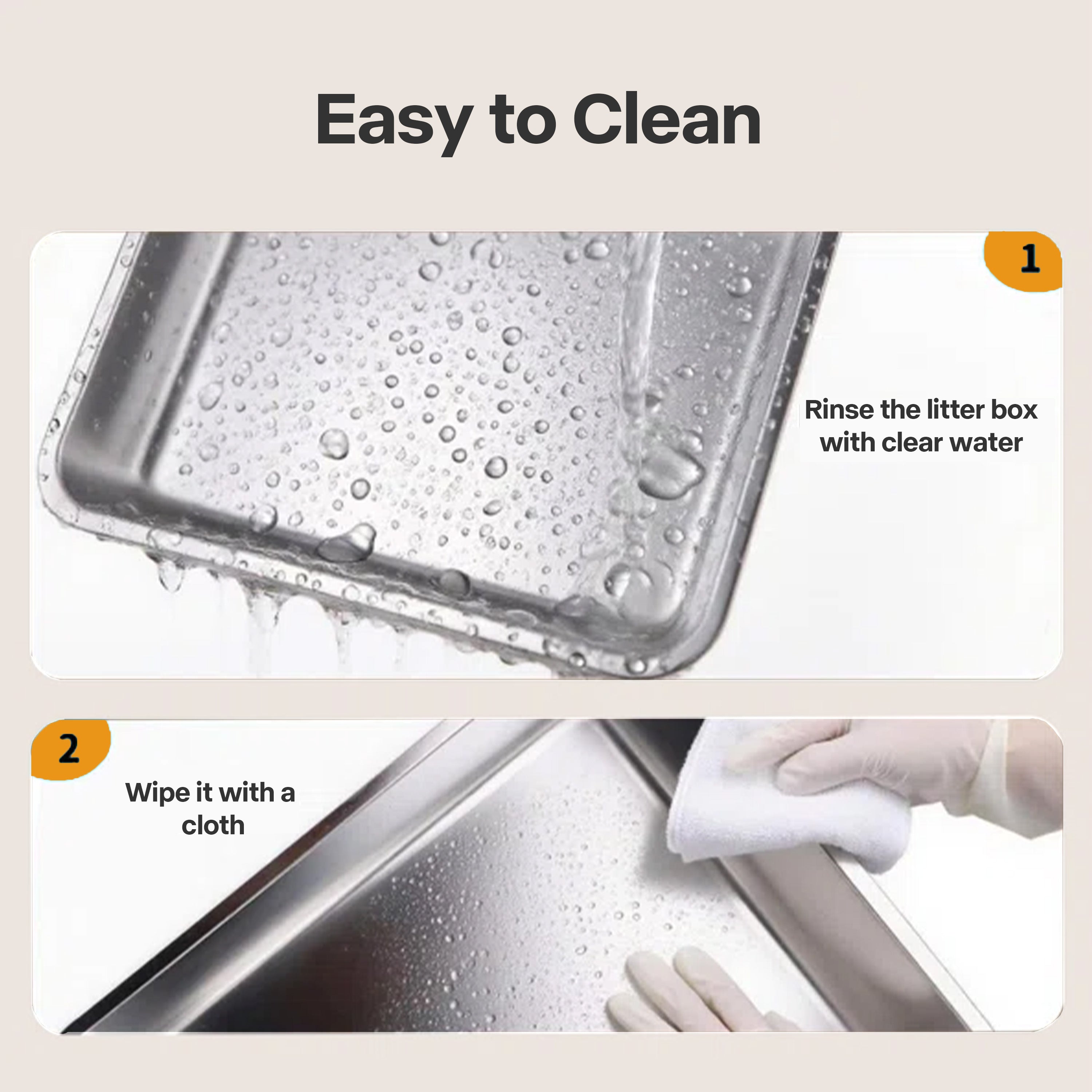 Go Fresh - Cat Litter Box Hooded Stainless Steel Base